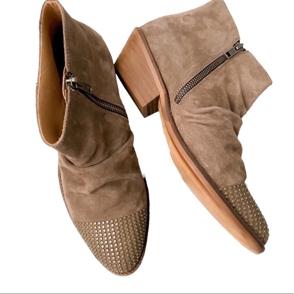 Garnet Hill Chloe Studded Suede Booties Size 38 7.5 Brown Casual Ankle Boots - Picture 3 of 6